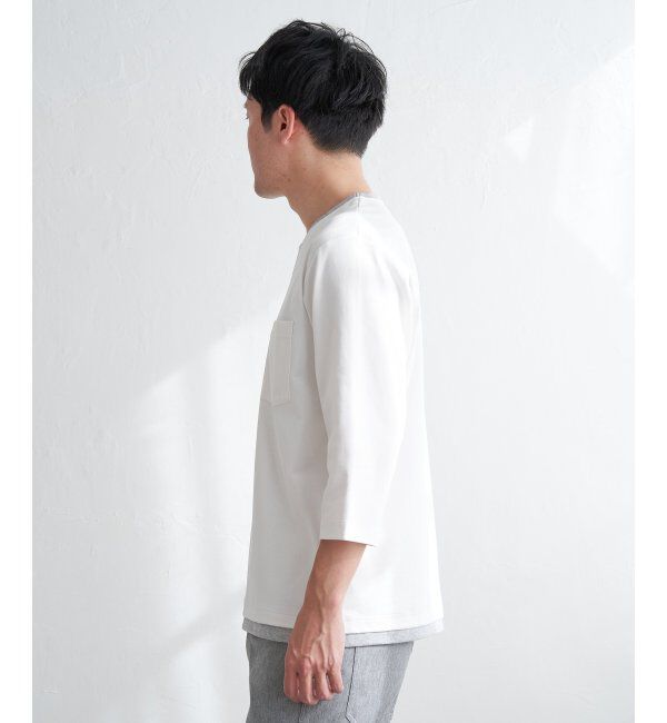 ikka「【接触冷感／抗菌防臭】GOKU楽セイケツ7分袖キーネックTシャツ」|Tシャツ・カットソー|