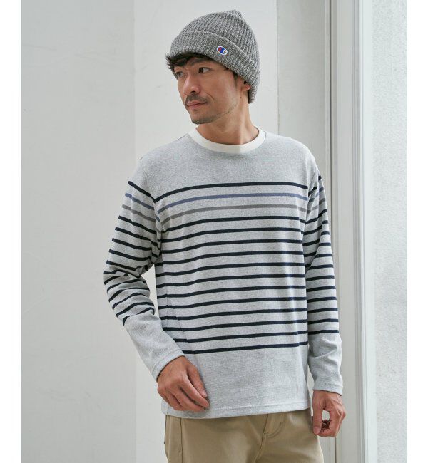 ikka「ジャカード3カラーボーダーロンT」|Tシャツ・カットソー|