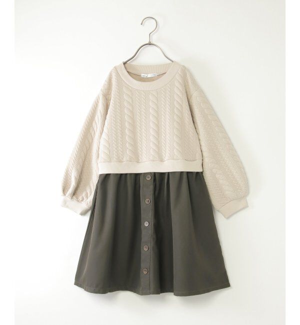 ikka kids「フクレジャカードドッキングスカートワンピース（120~160cm）」|スカート|ベージュ