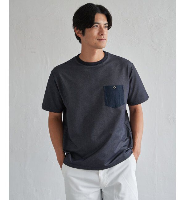 ikka「【接触冷感】デニムライクポケットTシャツ」|Tシャツ・カットソー|ネイビーブルー