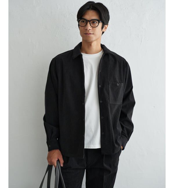 ikka「【セットアップ対応】ストレッチコールシャウター」|シャツ・ブラウス|ブラック