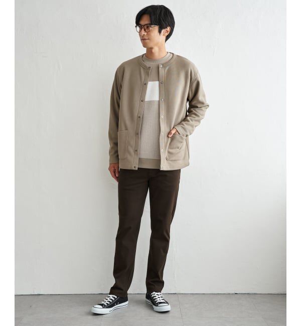 ikka「ボンディングクルーネックカーデ」|カーディガン|