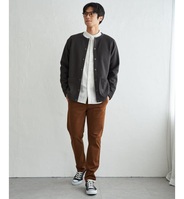 ikka「ボンディングクルーネックカーデ」|カーディガン|