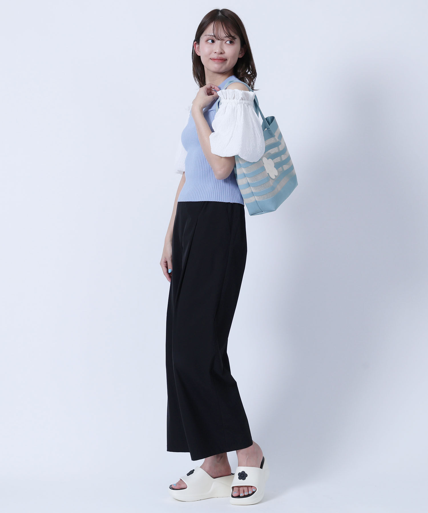 MARY QUANT「メッシュボーダーニット トート」|トートバッグ|