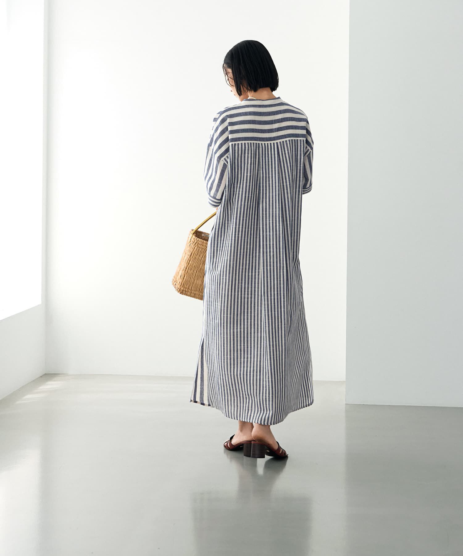 STYLE DELI「綿混紡ストライプ柄カフタンワンピース」|ワンピース|