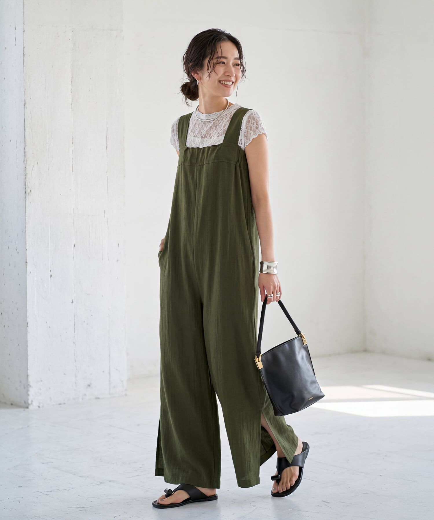 STYLE DELI「下に着る半袖レーシィーストレッチトップス」|Tシャツ・カットソー|