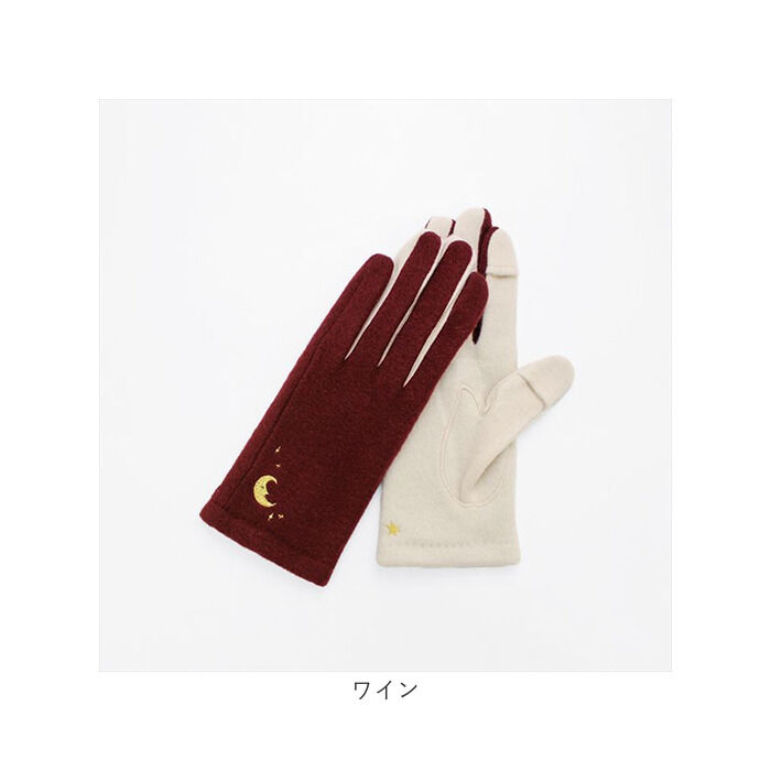 BACKYARD FAMILY「クロダ 手袋 レディース 通販 グローブ 手ぶくろ 暖かい かわいい 刺繍 スマートフォン対応」|手袋|