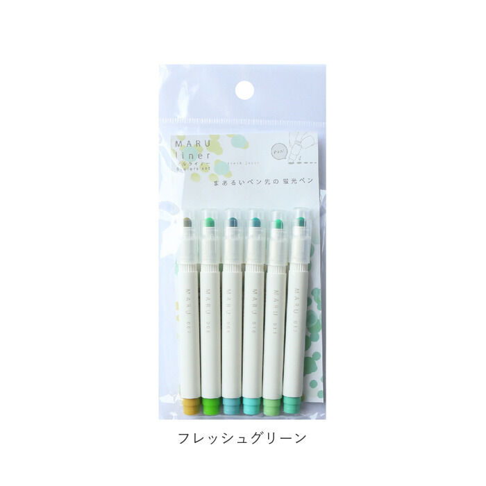 BACKYARD FAMILY「蛍光ペン ６色セット 太さ 調節 通販 マルライナー 書き出しスムーズ ぷにぷに プニプニ 弾力」|その他|