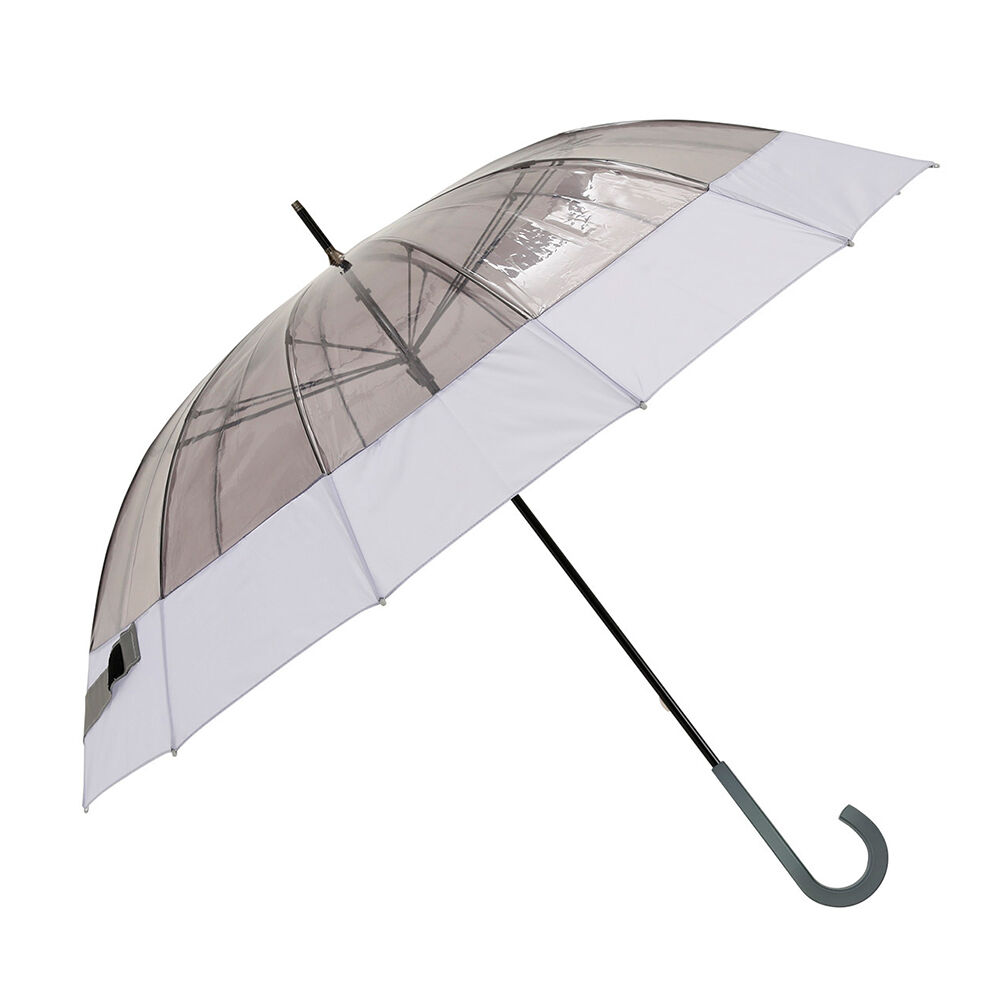 BACKYARD FAMILY「長傘 12本骨 クリア 60cm 通販 雨傘 アンブレラ ビニール傘 軽量 軽い 透明」|傘|パープル1