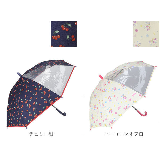 BACKYARD FAMILY「子供 傘 55cm 女の子 通販 キッズ 長傘 ワンタッチ ジャンプ傘 女児用 雨傘 透明窓」|傘|