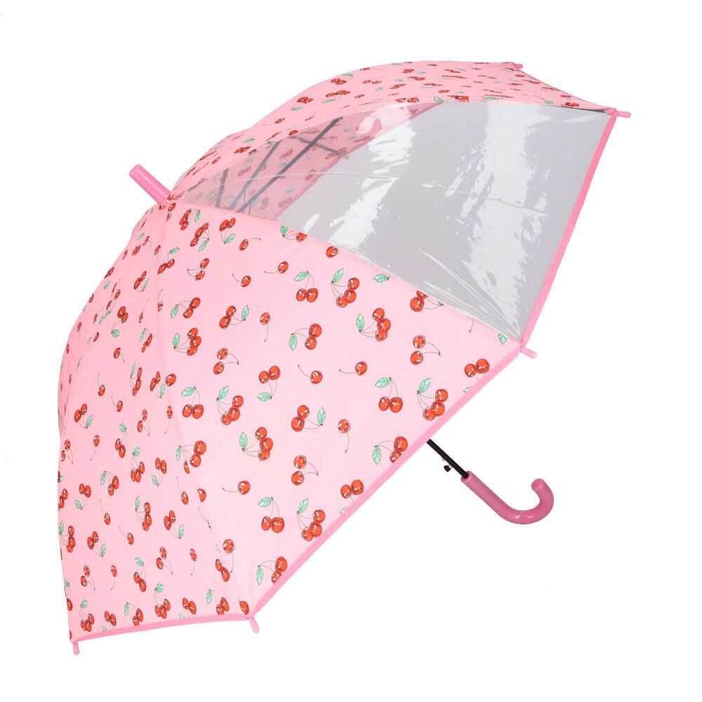 BACKYARD FAMILY「子供 傘 55cm 女の子 通販 キッズ 長傘 ワンタッチ ジャンプ傘 女児用 雨傘 透明窓」|傘|ピンク1