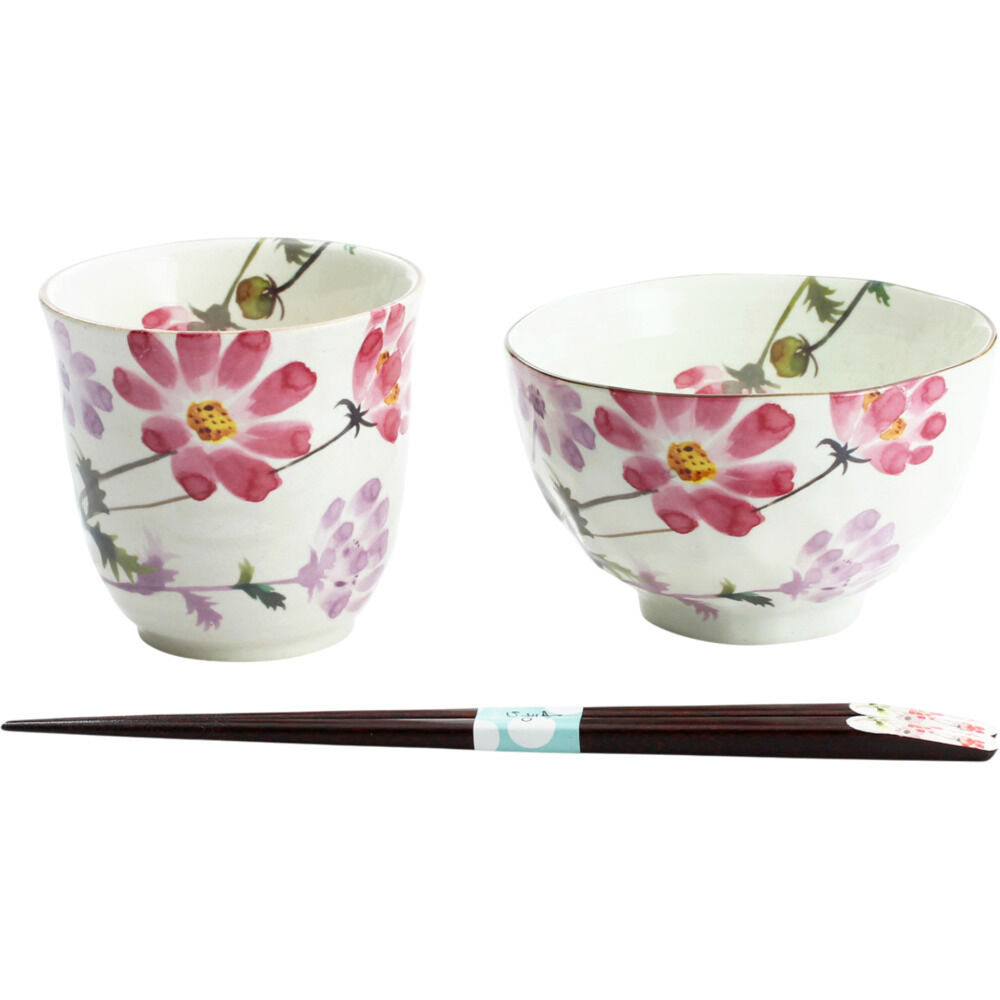BACKYARD FAMILY「美濃焼 茶碗 湯呑 箸 セット 通販 花ものがたり 和藍 日本製 和食器セット 食器 飯椀 湯呑み」|食器・キッチングッズ|ピンク5