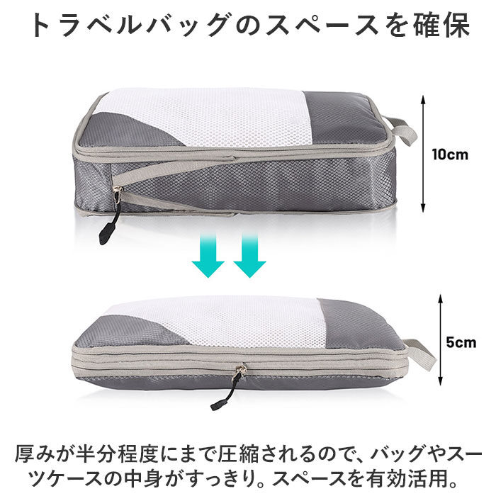 BACKYARD FAMILY「トラベルポーチ 4点セット 圧縮袋 通販 圧縮バッグ 圧縮バック 収納ポーチ バッグインバッグ」|ポーチ|