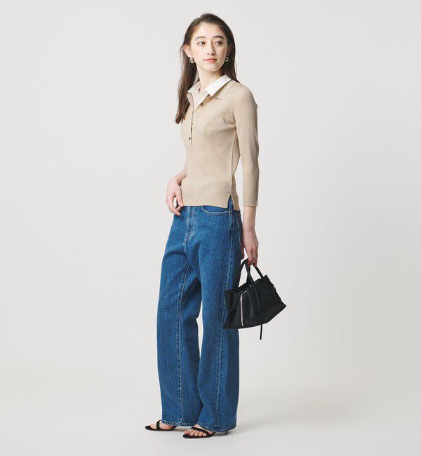 UNITED ARROWS「7分袖 シャツ コンビ ポロニット」|ニット・セーター|