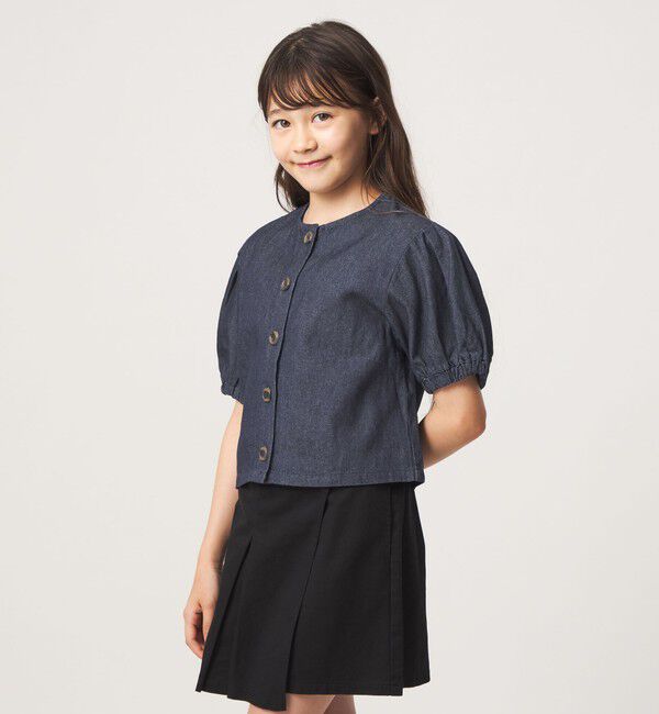 UNITED ARROWS green label relaxing「デニム 5分袖 シャツハオリ / キッズ 100cm-160cm」|カーディガン|