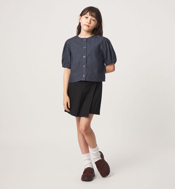 UNITED ARROWS green label relaxing「デニム 5分袖 シャツハオリ / キッズ 100cm-160cm」|カーディガン|