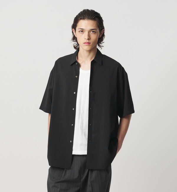 MONKEY TIME「シアー グリッド シャツ」|シャツ・ブラウス|BLACK
