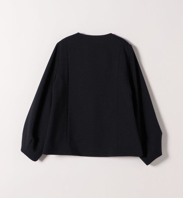 SHIPS any「〈手洗い可能〉ダブルクロス レース 切替 ノーカラー ジャケット［NAVY BLUE］」|ノーカラージャケット|