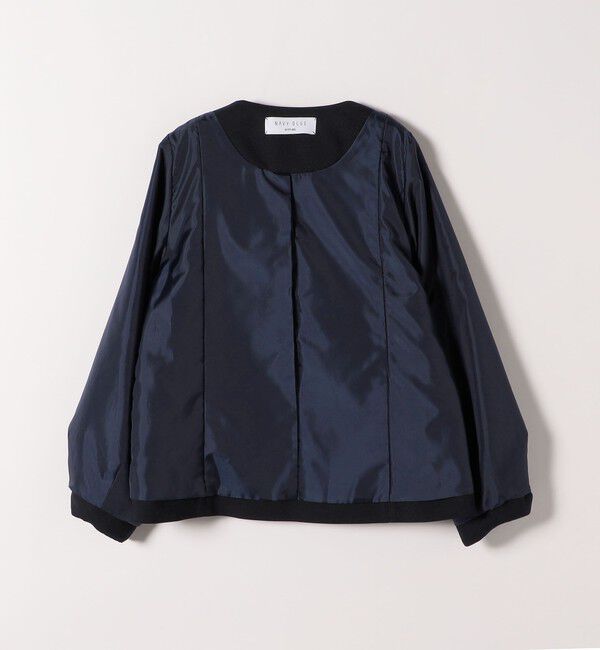 SHIPS any「〈手洗い可能〉ダブルクロス レース 切替 ノーカラー ジャケット［NAVY BLUE］」|ノーカラージャケット|