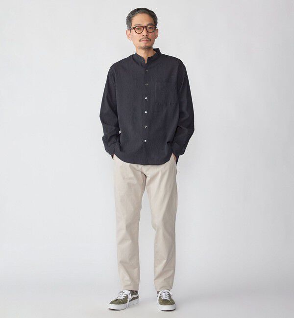 SHIPS「SHIPS: 〈MADE IN JAPAN〉エアー サッカー リラックス バンドカラー シャツ」|シャツ・ブラウス|