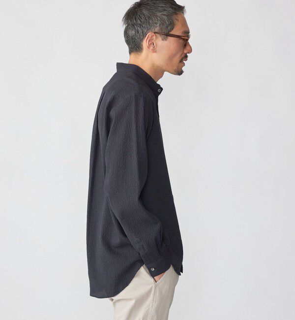 SHIPS「SHIPS: 〈MADE IN JAPAN〉エアー サッカー リラックス バンドカラー シャツ」|シャツ・ブラウス|