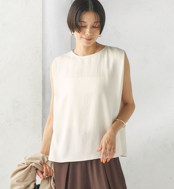 SHIPS for women「〈手洗い可能〉シルキー ツイル ノースリーブ ブラウス」|シャツ・ブラウス|
