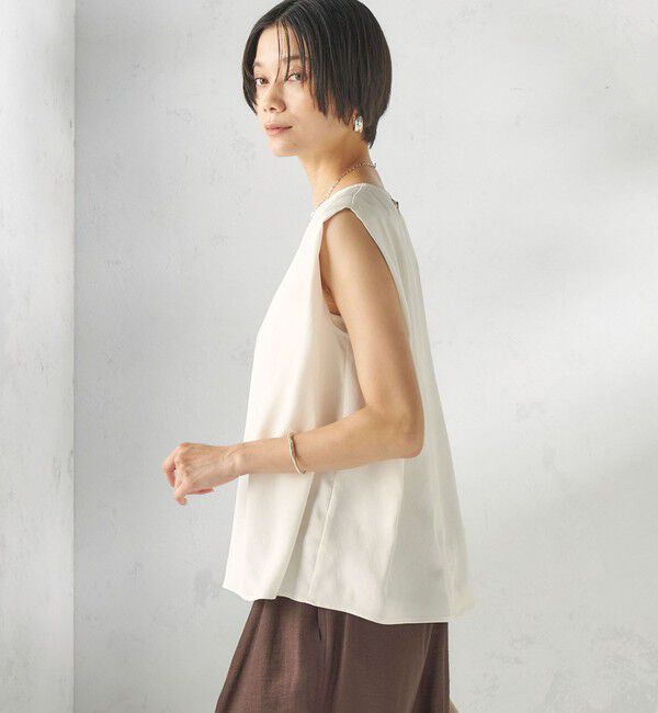SHIPS for women「〈手洗い可能〉シルキー ツイル ノースリーブ ブラウス」|シャツ・ブラウス|