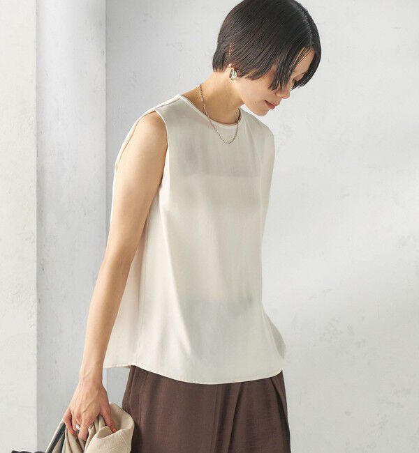 SHIPS for women「〈手洗い可能〉シルキー ツイル ノースリーブ ブラウス」|シャツ・ブラウス|