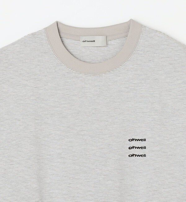 SHIPS any「【SHIPS any別注】ohwell: ワンポイント ロゴ 刺繍 ミジンボーダー Tシャツ(ロンT)◇」|Tシャツ・カットソー|