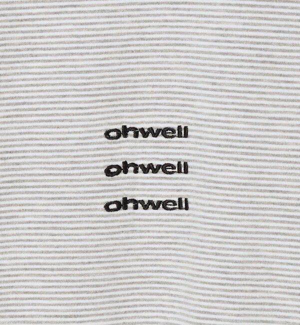 SHIPS any「【SHIPS any別注】ohwell: ワンポイント ロゴ 刺繍 ミジンボーダー Tシャツ(ロンT)◇」|Tシャツ・カットソー|