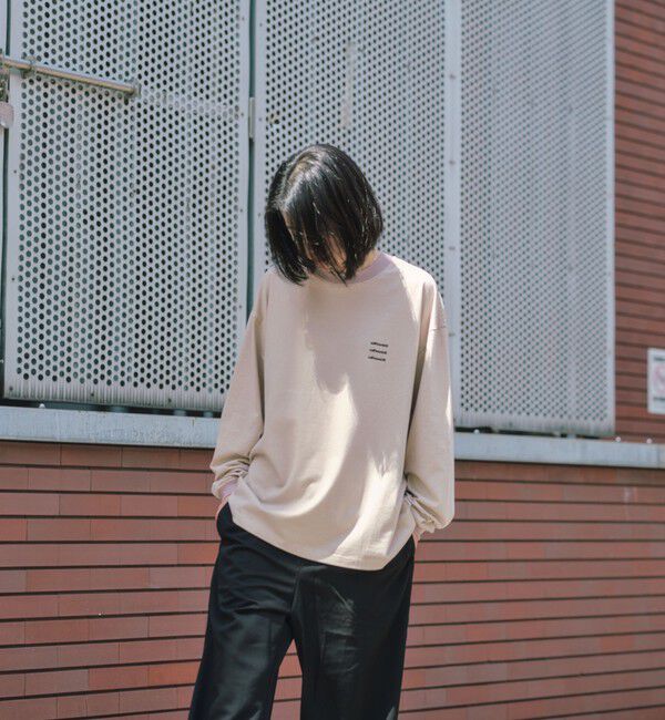 SHIPS any「【SHIPS any別注】ohwell: ワンポイント ロゴ 刺繍 ミジンボーダー Tシャツ(ロンT)◇」|Tシャツ・カットソー|