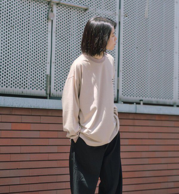 SHIPS any「【SHIPS any別注】ohwell: ワンポイント ロゴ 刺繍 ミジンボーダー Tシャツ(ロンT)◇」|Tシャツ・カットソー|