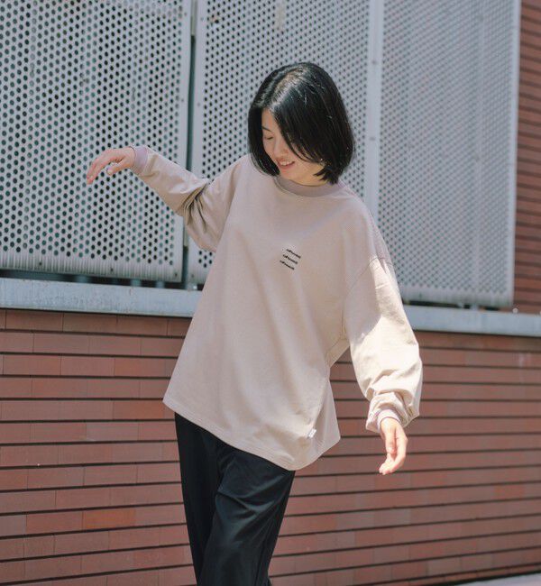 SHIPS any「【SHIPS any別注】ohwell: ワンポイント ロゴ 刺繍 ミジンボーダー Tシャツ(ロンT)◇」|Tシャツ・カットソー|
