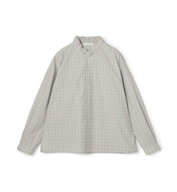 GALERIE VIE「コットンタイプライター フリルネックシャツ」|シャツ・ブラウス|14 グレー系