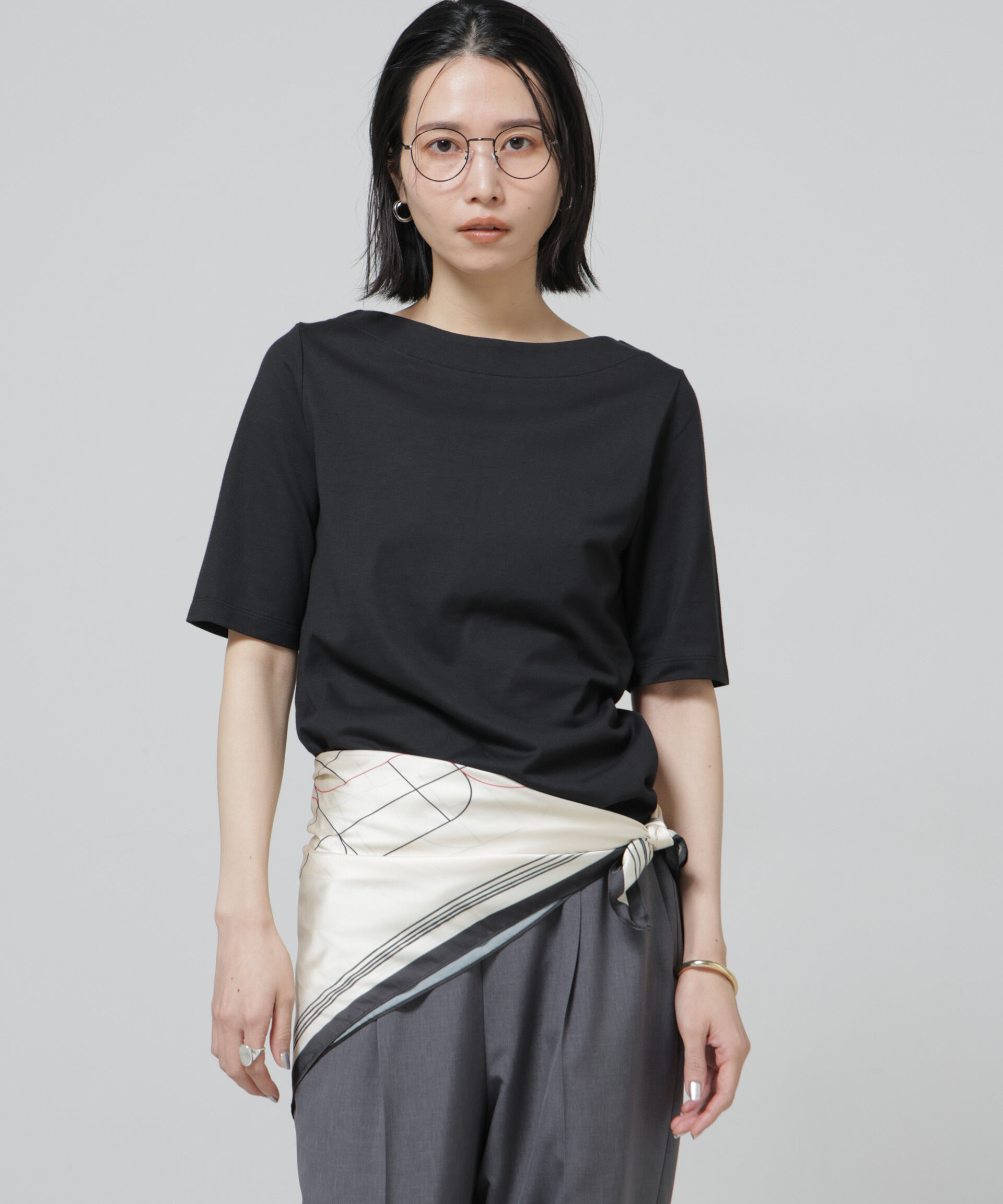 NANO universe「〈追加〉Anti Soaked(R) 汗染み防止ボートネックTシャツ」|Tシャツ・カットソー|