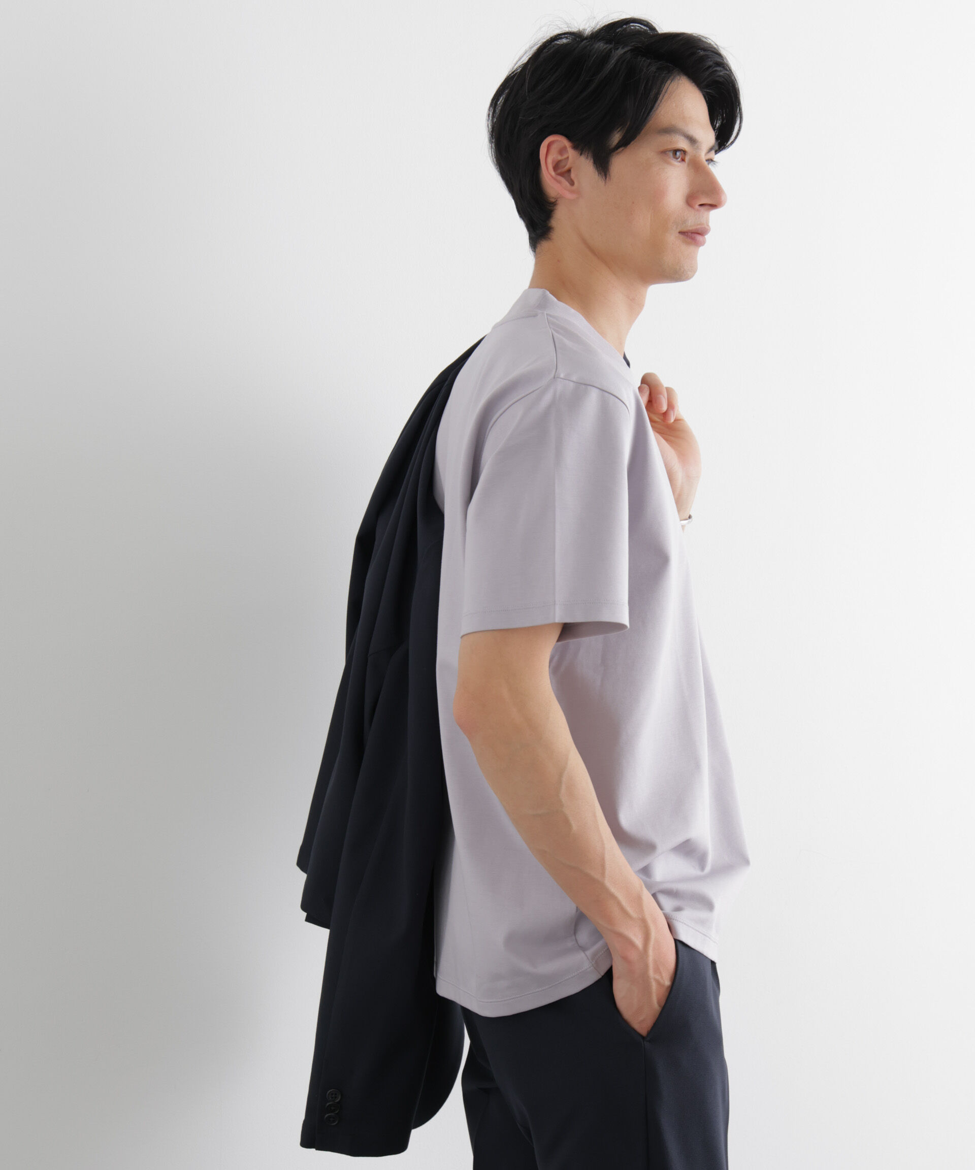 NANO universe「ジャケT(R)プレミアム Vネック 半袖」|Tシャツ・カットソー|