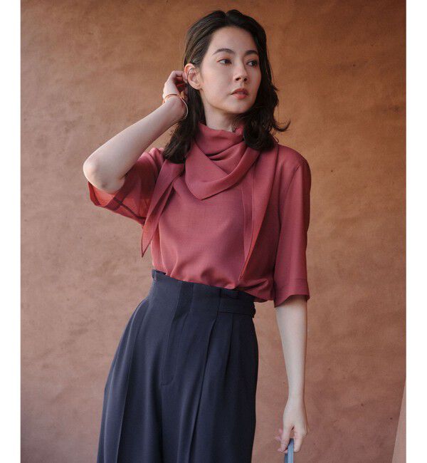 BEIGE,「MOYE / スカーフ付き ハーフスリーブブラウス」|シャツ・ブラウス|