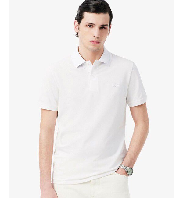 LACOSTE「ネームジャカードカラーポロシャツ」|ポロシャツ|ホワイト