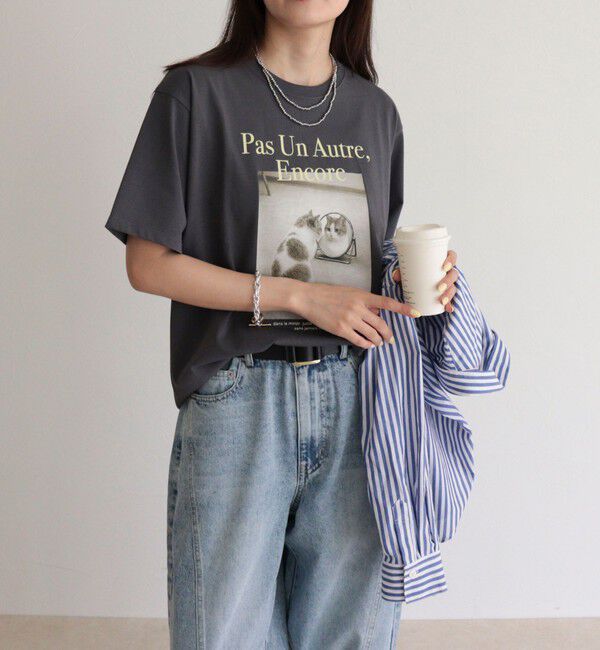 fredy emue「【UVカット/接触冷感】CATフォトＴシャツ」|Tシャツ・カットソー|