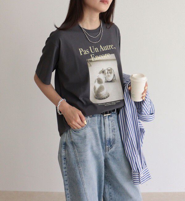 fredy emue「【UVカット/接触冷感】CATフォトＴシャツ」|Tシャツ・カットソー|