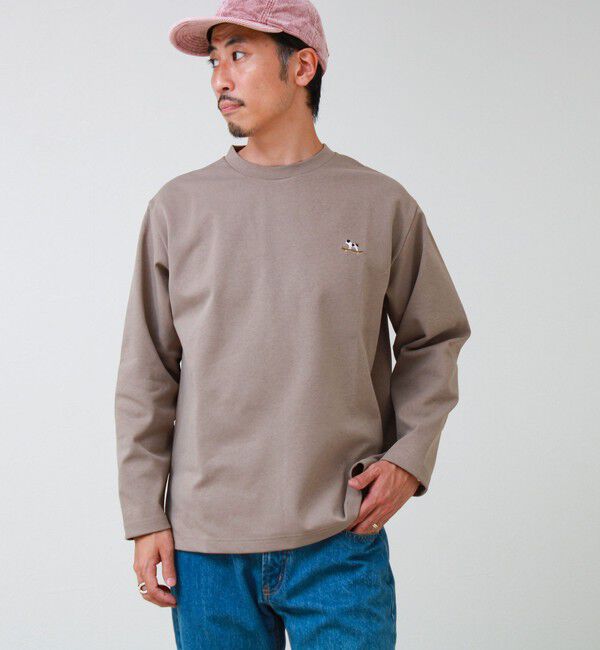 GLOSTER「【フレブル刺繍】フレンチブルドッグ刺繍 杢ダンボールロンT」|Tシャツ・カットソー|