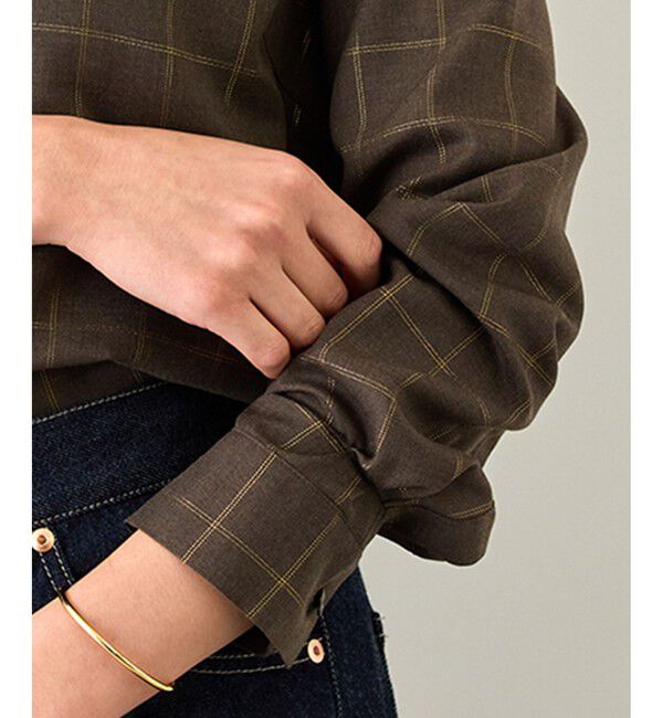 ROPE「【J'aDoRe・一部店舗限定サイズ】ラメチェックフリルカラーブラウス/セットアップ対応・イージーケア」|シャツ・ブラウス|