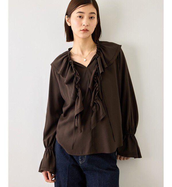 ROPE「【J'aDoRe・一部店舗限定サイズ】2WAYラッフルフリルブラウス(襟取り外し可能 )/イージーケア」|シャツ・ブラウス|