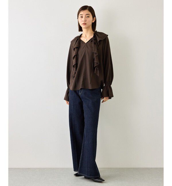 ROPE「【J'aDoRe・一部店舗限定サイズ】2WAYラッフルフリルブラウス(襟取り外し可能 )/イージーケア」|シャツ・ブラウス|