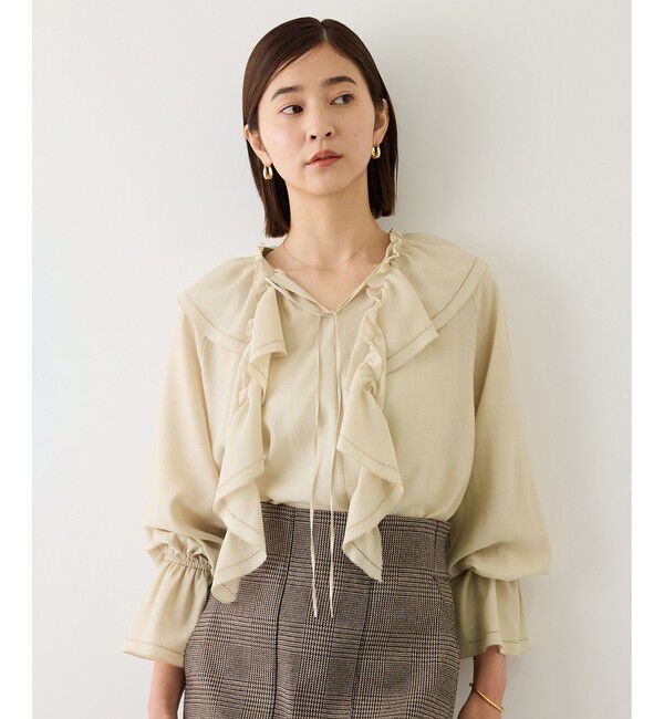 ROPE「【J'aDoRe・一部店舗限定サイズ】2WAYラッフルフリルブラウス(襟取り外し可能 )/イージーケア」|シャツ・ブラウス|