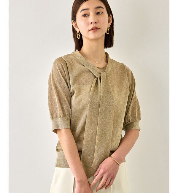 ROPE「【J'aDoRe・一部店舗限定サイズ】シアーラメボウタイニット/イージーケア」|ニット・セーター|