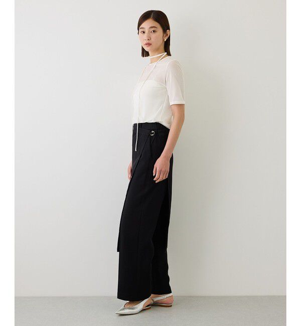 ROPE「【J'aDoRe・一部店舗限定サイズ】紐チョーカー付きシアーベロアTシャツ/イージーケア」|Tシャツ・カットソー|
