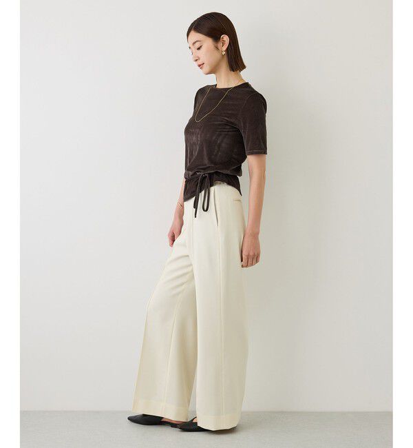 ROPE「【J'aDoRe・一部店舗限定サイズ】紐チョーカー付きシアーベロアTシャツ/イージーケア」|Tシャツ・カットソー|