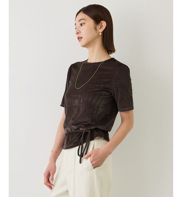 ROPE「【J'aDoRe・一部店舗限定サイズ】紐チョーカー付きシアーベロアTシャツ/イージーケア」|Tシャツ・カットソー|