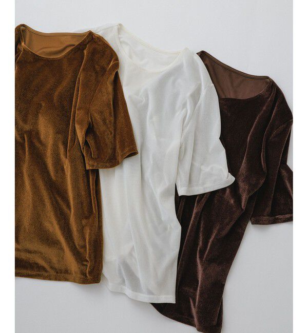 ROPE「【J'aDoRe・一部店舗限定サイズ】紐チョーカー付きシアーベロアTシャツ/イージーケア」|Tシャツ・カットソー|